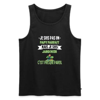 Papy jardinier humour jardinage retraité t-shirt - Débardeur bio Premium Homme - noir - Devant - Michal (187cm)