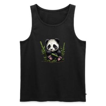 Panda Ours Bambou Panda Bébé - Débardeur bio Premium Homme - noir - Devant - Michal (187cm)