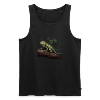 iguana branch reptiles green iguana - Men's Premium Organic Tank Top - black - Front - AI Model Male 178 light (178cm)