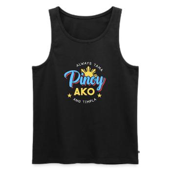 Pinoy Ako joke for Filipino Americans - Men's Premium Organic Tank Top - black - Front - AI Model Male 178 light (178cm)