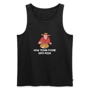 Pizza in Texas Design für stolze Texaner - Männer Premium Bio Tank Top - Schwarz - Vorne - AI Model Male 178 light (178cm)