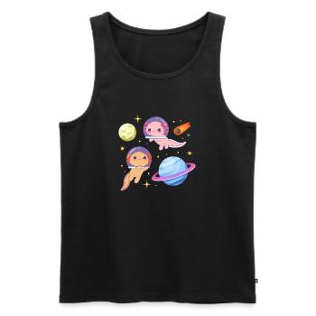 Astronaut Axolotls Design für Axolotl-Liebhaber - Männer Premium Bio Tank Top - Schwarz - Vorne - AI Model Male 178 light (178cm)