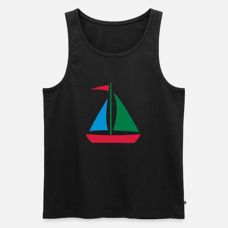 Segelboot_2_3clr - Männer Premium Bio Tank Top - Schwarz