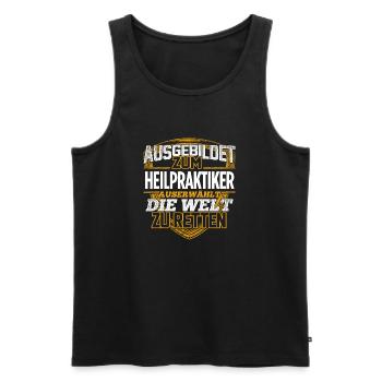 HEILPRAKTIKER - Der Auserwählte - Männer Premium Bio Tank Top - Schwarz - Vorne - Michal (187cm)