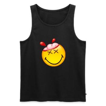 Smiley Glossy Happy Brain - Débardeur bio Premium Homme - noir - Devant - Michal (187cm)