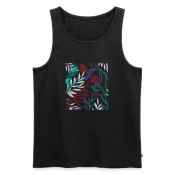 Pattern with tropical plants - Men's Premium Organic Tank Top - black - Front - AI Model Male 178 light (178cm)