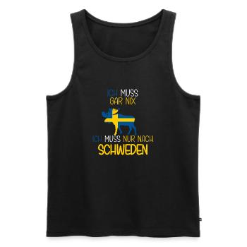 Schweden Urlaub Ich muss nach Schweden lustiges - Männer Premium Bio Tank Top - Schwarz - Vorne - Michal (187cm)