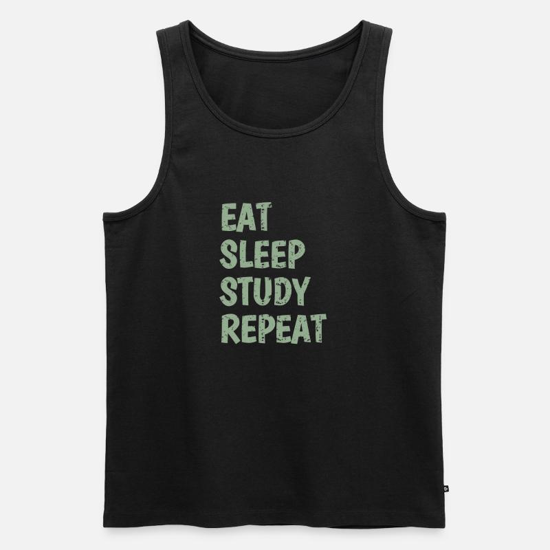 Eat Sleep Study Repeat - Männer Premium Bio Tank Top - Schwarz