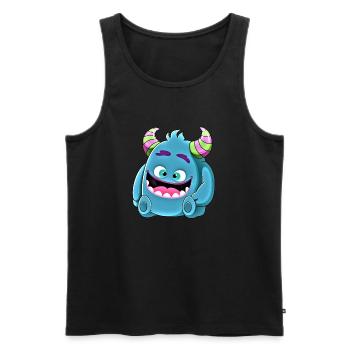 Kleines süßes witziges Monster Nr.8 - Männer Premium Bio Tank Top - Schwarz - Vorne - AI Model Male 178 light (178cm)