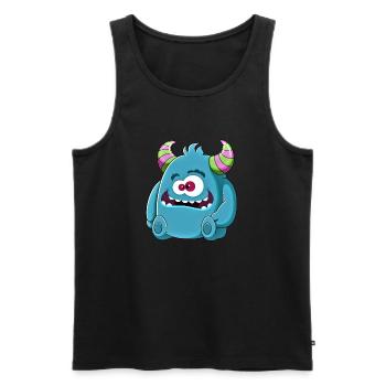 Kleines süßes witziges Monster Nr.6 - Männer Premium Bio Tank Top - Schwarz - Vorne - AI Model Male 178 light (178cm)