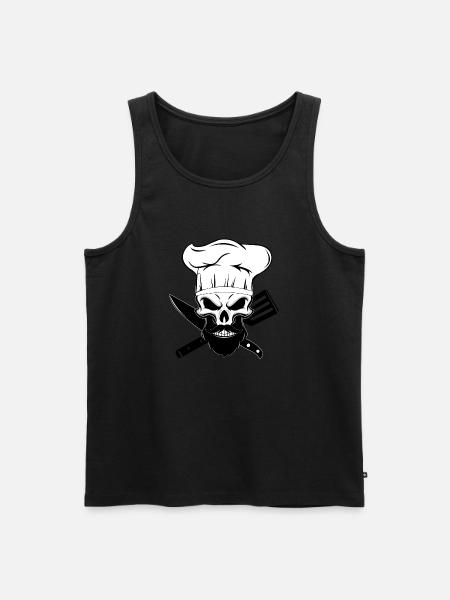 cook bearded skeleton bake bearded human chef - Men's Premium Organic Tank Top - black