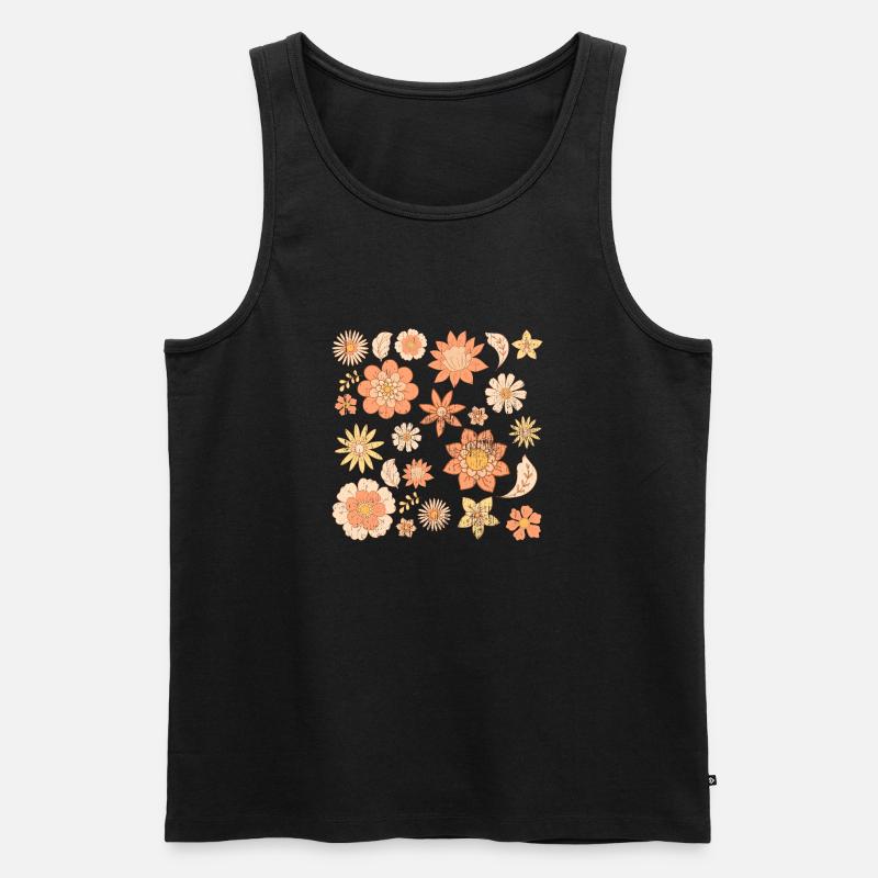 Süßes Retro-Blumenmuster - Männer Premium Bio Tank Top - Schwarz