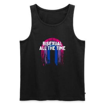 Bisexuel tout le temps Bi Citation Motivationnelle Bi - Débardeur bio Premium Homme - noir - Devant - AI Model Male 178 light (178cm)
