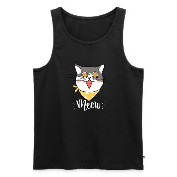 Mignon Kawaii drôle de chat disant miaulement - Débardeur bio Premium Homme - noir - Devant - Michal (187cm)