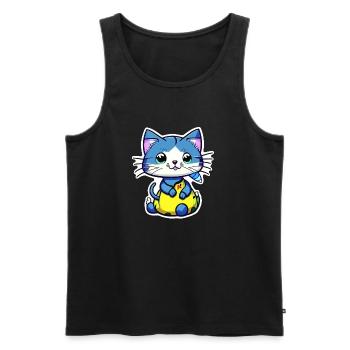 chat kawaii - mignon - manga - Débardeur bio Premium Homme - noir - Devant - Michal (187cm)