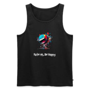 Rave on be happy - Men's Premium Organic Tank Top - black - Front - AI Model Male 178 light (178cm)
