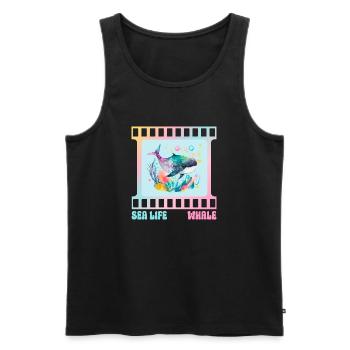 Cute whale - sea life - Men's Premium Organic Tank Top - black - Front - Michal (187cm)