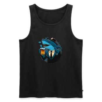 Cool business shark with beer. Funny and creative - Men's Premium Organic Tank Top - black - Front - AI Model Male 178 light (178cm)