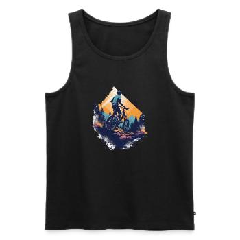 Mountainbiken in den Bergen - Männer Premium Bio Tank Top - Schwarz - Vorne - Michal (187cm)