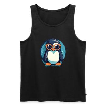 Penguin with sunglasses, Antarctic bird - Men's Premium Organic Tank Top - black - Front - AI Model Male 178 light (178cm)