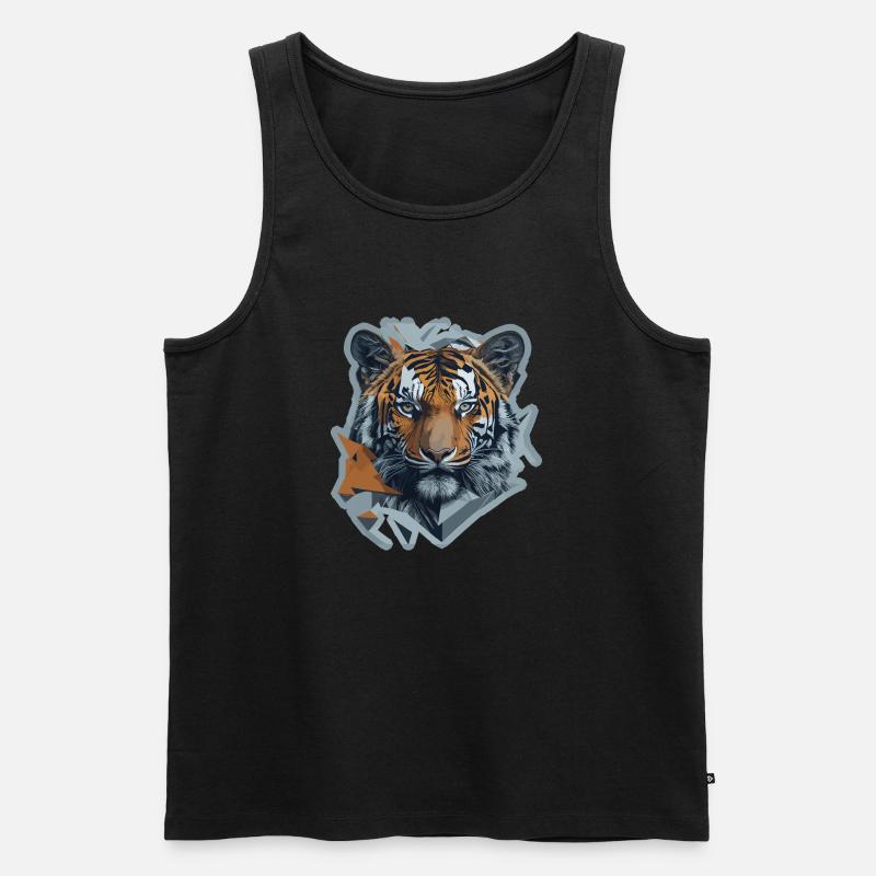 Tiger Polyart - Männer Premium Bio Tank Top - Schwarz