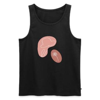 "Lady with Flower", Boho Line Art Design, "Faces" - Men's Premium Organic Tank Top - black - Front - Michal (187cm)