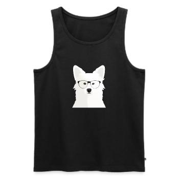 Cleverer Weisser Schäferhund mit Brille - Männer Premium Bio Tank Top - Schwarz - Vorne - Michal (187cm)