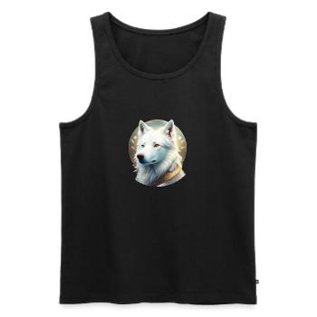 Weisser Schäferhund Portrait Art Avantgarde - Männer Premium Bio Tank Top - Schwarz - Vorne - Michal (187cm)