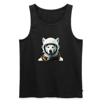 Weißer Schäferhund als Astronaut - Männer Premium Bio Tank Top - Schwarz - Vorne - Michal (187cm)