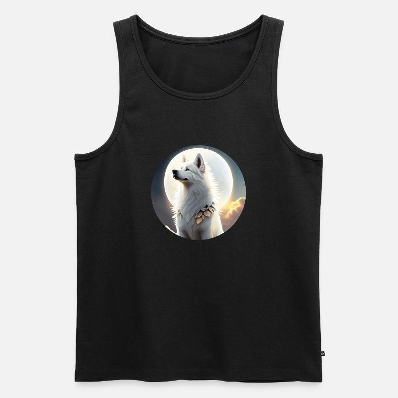 Stolzer Weisser Schäferhund im Sonnenschein - Männer Premium Bio Tank Top - Schwarz