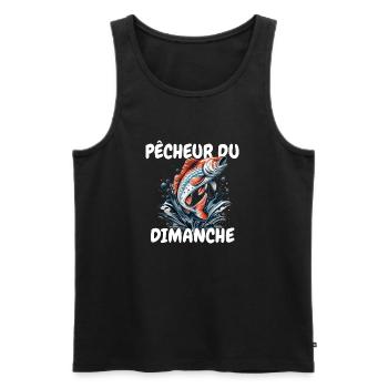 Pêcheur du dimanche. Passion Pêche.Poisson et Lac - Débardeur bio Premium Homme - noir - Devant - Michal (187cm)