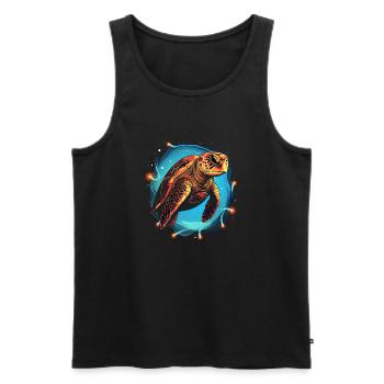 Sea Turtle Xmas Lights, Love turtles - Men's Premium Organic Tank Top - black - Front - AI Model Male 178 light (178cm)