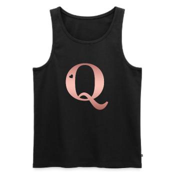 lettre Q rose gold - Débardeur bio Premium Homme - noir - Devant - Michal (187cm)