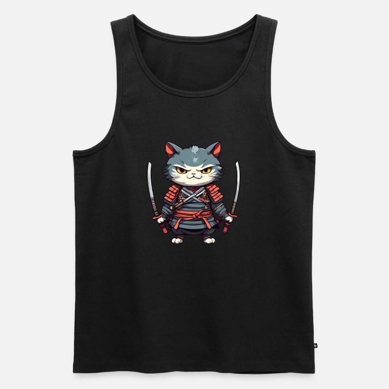Samurai-Katze #35 - Männer Premium Bio Tank Top - Schwarz
