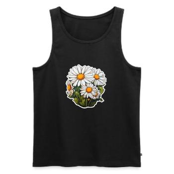 Daisies 5 flowers - Men's Premium Organic Tank Top - black - Front - AI Model Male 178 light (178cm)