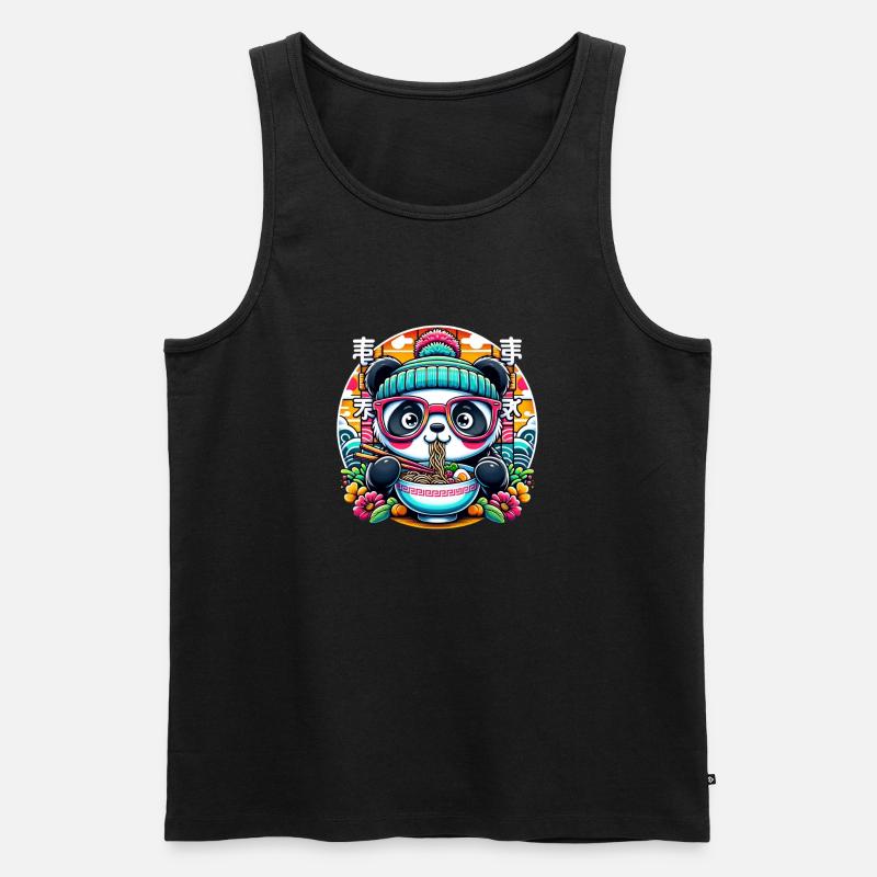 Ramen Panda - Männer Premium Bio Tank Top - Schwarz