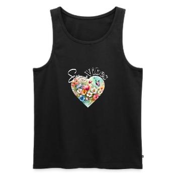 Spring Vibes - Floral Heart Design - Men's Premium Organic Tank Top - black - Front - AI Model Male 178 light (178cm)