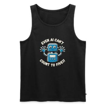 Verwirrter Roboter (KI) mit 12 Fingern in Farbe - Männer Premium Bio Tank Top - Schwarz - Vorne - AI Model Male 178 light (178cm)