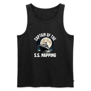 Captain Of Napping Cruise Ship Vacation Group - Men's Premium Organic Tank Top - black - Front - AI Model Male 178 light (178cm)