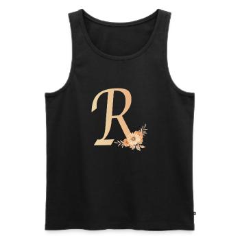 Buchstabe R mit Blumen - Männer Premium Bio Tank Top - Schwarz - Vorne - Michal (187cm)