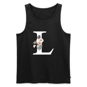 Tropischer Blumenbuchstabe L - Männer Premium Bio Tank Top - Schwarz - Vorne - Michal (187cm)