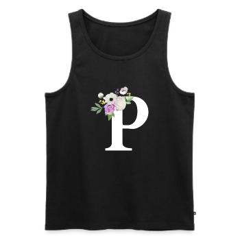 Purple floral letter p - Men's Premium Organic Tank Top - black - Front - Michal (187cm)