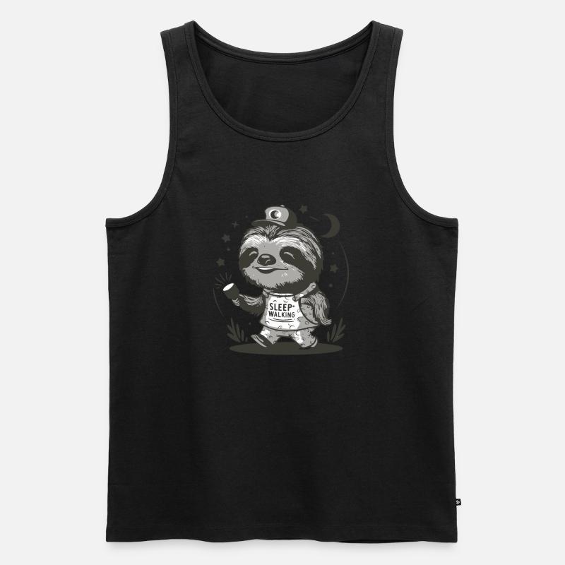 Sloth Sleepwalker Night - Männer Premium Bio Tank Top - Schwarz