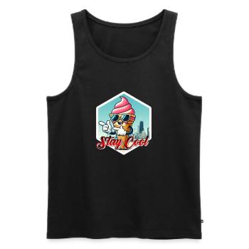 Stay Cool Ice - Männer Premium Bio Tank Top - Schwarz - Vorne - AI Model Male 178 light (178cm)