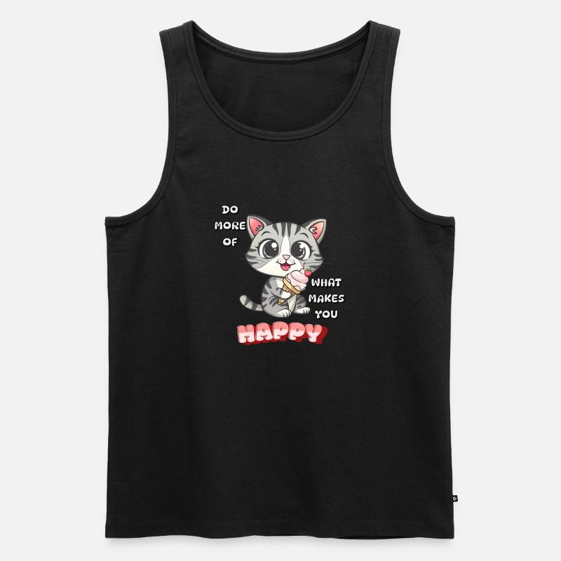 Glückliche Katze - Männer Premium Bio Tank Top - Schwarz
