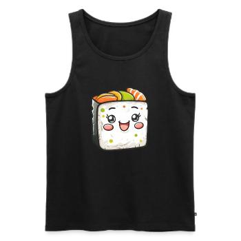 Bande dessinée de sushi drôle - Débardeur bio Premium Homme - noir - Devant - AI Model Male 178 light (178cm)