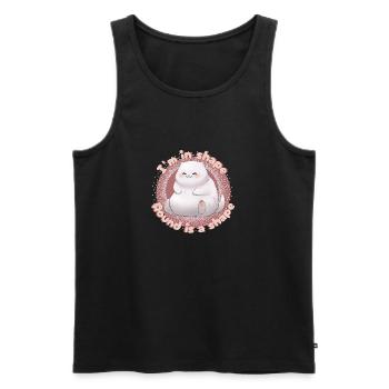 Funny chubby Cat - Fat positivity - Men's Premium Organic Tank Top - black - Front - Michal (187cm)