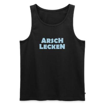 ARSCH LECKEN - Männer Premium Bio Tank Top - Schwarz - Vorne - AI Model Male 178 light (178cm)