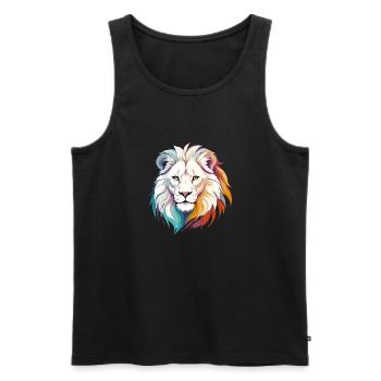 Löwe Vektor Kunst mit lebendigen Farben Illustration - Männer Premium Bio Tank Top - Schwarz - Vorne - AI Model Male 178 light (178cm)