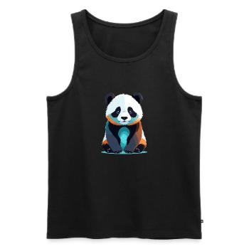 Panda Vektor Kunst mit lebendiger Farbillustration - Männer Premium Bio Tank Top - Schwarz - Vorne - AI Model Male 178 light (178cm)